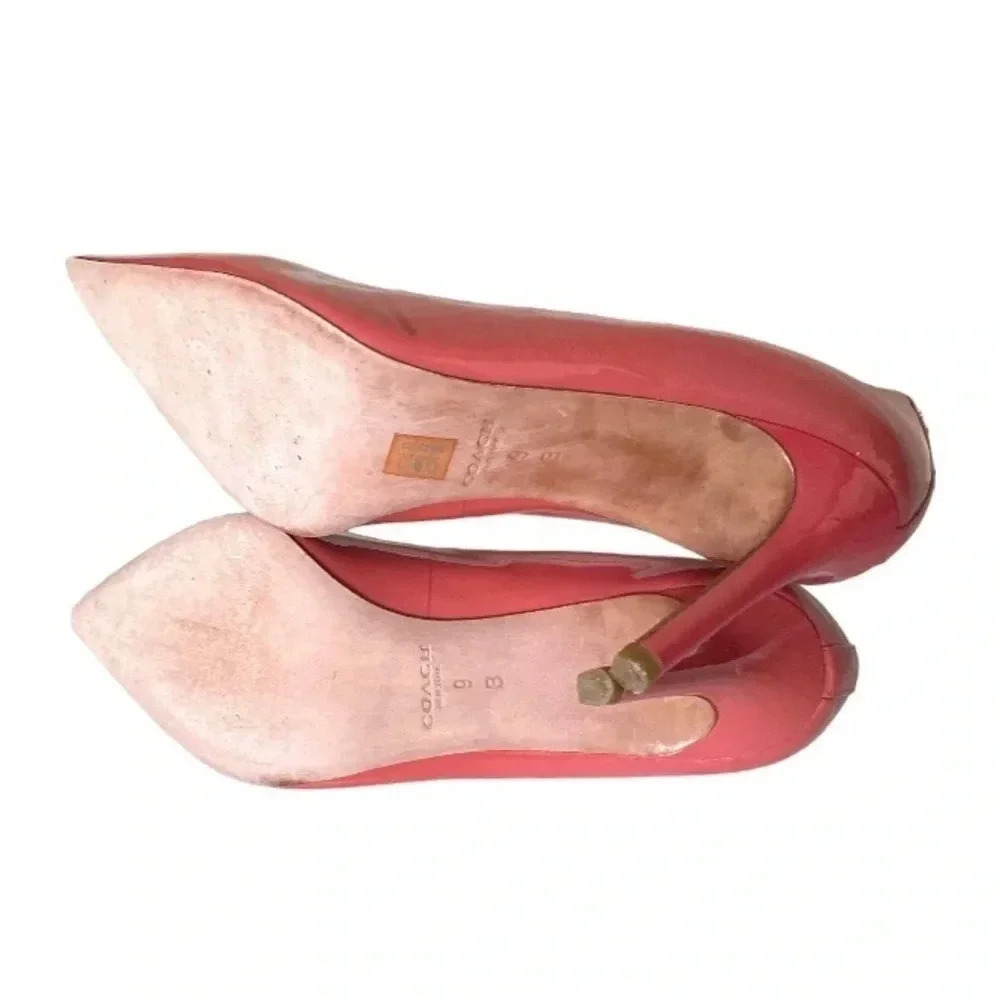 COACH | Women Pink Patent Leather Pointed Toe “Teddie” Classic Heels Size 9B - Picture 11 of 11